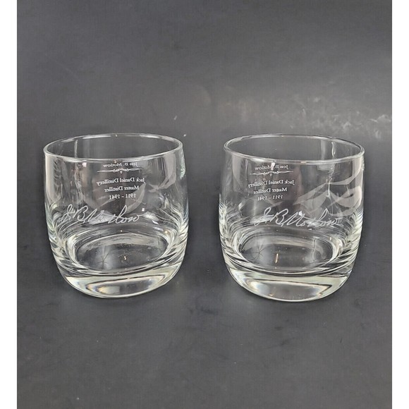 Jack Daniels Jess B Motlow Master Distiller 1911-1941 Lowball Glasses, Set of 2 - Picture 2 of 6